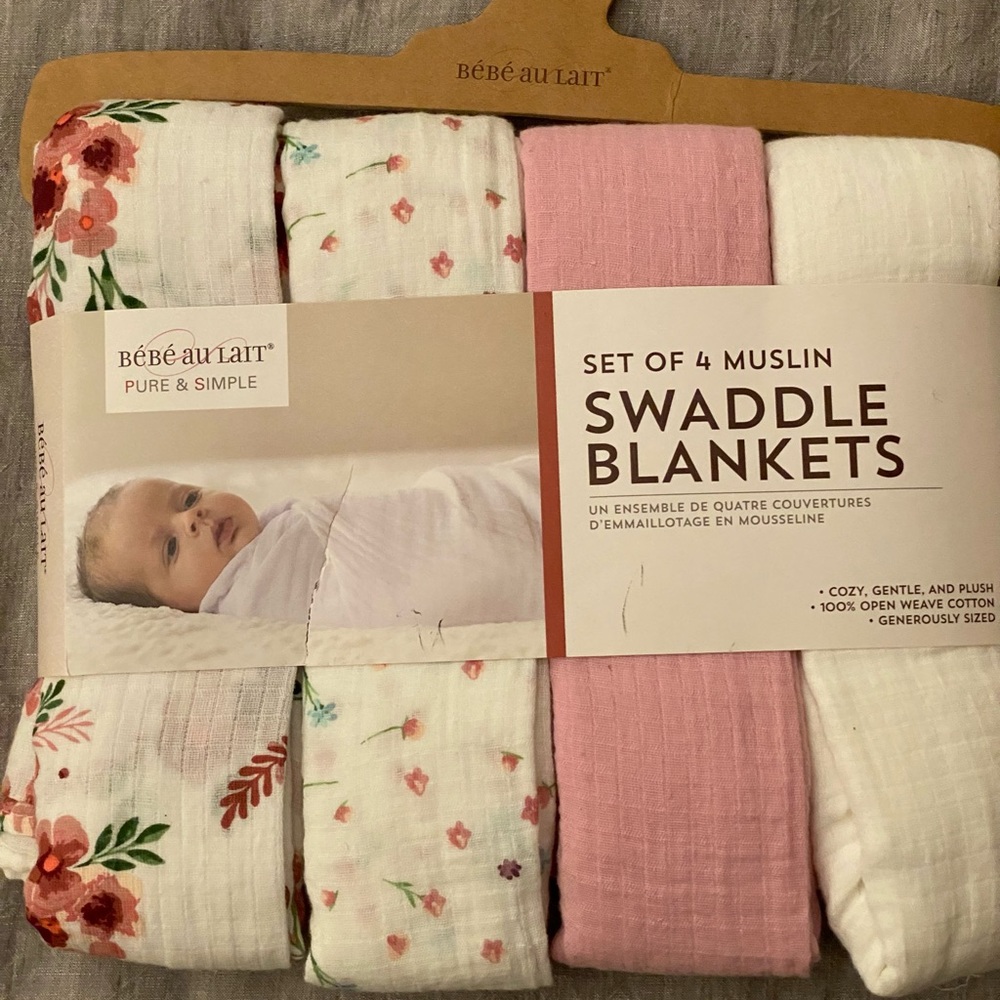 Pack if 4 muslin baby blankets, new